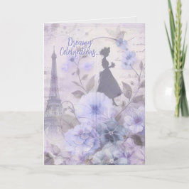 Elegante Watercolor Parisian Lady Birthday Card Dankeskarte