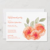 Elegante Watercolor Peach Peonies Engagement Party Einladung (Vorderseite)