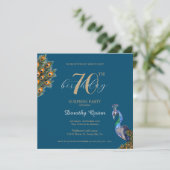 Elegante Watercolor Peacock Überraschung Geburtsta Einladung (Stehend Vorderseite)