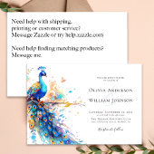 Elegante Watercolor Peacock Wedding Einladung