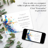 Elegante Watercolor Peacock Wedding Einladung