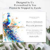 Elegante Watercolor Peacock Wedding Einladung