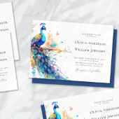 Elegante Watercolor Peacock Wedding Einladung