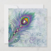 Elegante Watercolor Peacock Wedding Einladung (Vorderseite)