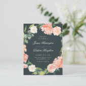 Elegante Watercolor Peonies & Eukalyptus Wedding Einladungspostkarte (Stehend Vorderseite)