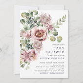 Elegante Watercolor Peonies Floral Baby Shower Einladung (Vorderseite)