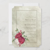 Elegante Watercolor Peonies Sage Green Wedding Einladung (Vorderseite)