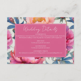 Elegante Watercolor Peony Blume Hochzeit Begleitkarte