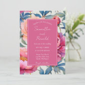 Elegante Watercolor Peony Blume Hochzeit Einladung (Stehend Vorderseite)