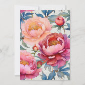 Elegante Watercolor Peony Blume Hochzeit Einladung (Rückseite)