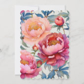 Elegante Watercolor Peony Blume Hochzeit Einladung (Rückseite)