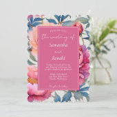 Elegante Watercolor Peony Blume Hochzeit Einladung (Stehend Vorderseite)