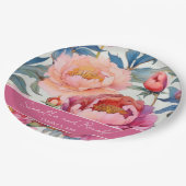 Elegante Watercolor Peony Blume Hochzeit Pappteller (Schrägansicht)