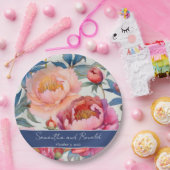 Elegante Watercolor Peony Blume Hochzeit Pappteller (Party)