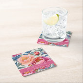 Elegante Watercolor Peony Blume Hochzeit Rechteckiger Pappuntersetzer (Vor Ort)