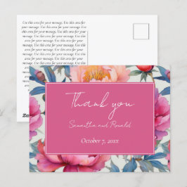 Elegante Watercolor Peony Blume Hochzeit Vielen Da Postkarte