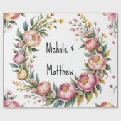 Elegante Watercolor Peony Bouquet Wedding Geschenkpapier (Flach)