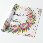 Elegante Watercolor Peony Bouquet Wedding Geschenkpapier (Ungerollt)