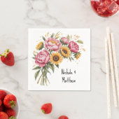 Elegante Watercolor Peony Bouquet Wedding Serviette (Beispiel)