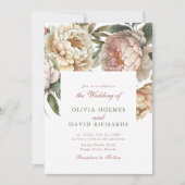 Elegante Watercolor Peony Wedding Einladung (Vorderseite)