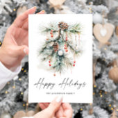 Elegante Watercolor Pine Cones Branch Weihnachten