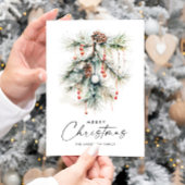 Elegante Watercolor Pine Cones Branch Weihnachten