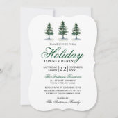 Elegante Watercolor Pines Holiday Party Einladung (Vorderseite)
