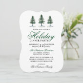 Elegante Watercolor Pines Holiday Party Einladung (Stehend Vorderseite)