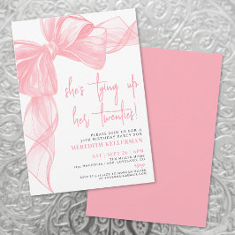 Elegante Watercolor Pink Bow Geburtstagsparty Einladung