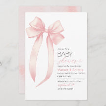 Elegante Watercolor Pink Bow Girl Baby Dusche