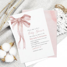 Elegante Watercolor Pink Bow Girl Baby Dusche