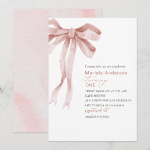 Elegante Watercolor Pink Bow Girl Baby Shower Invi Einladung