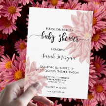 Elegante Watercolor Pink Chrysanthemum Baby Shower