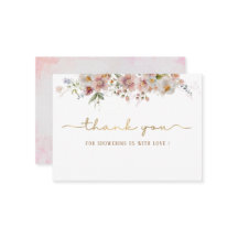 Elegante Watercolor Pink Floral Baby Dusche Danke