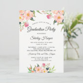 Elegante Watercolor Pink Floral Graduation Party Einladung (Stehend Vorderseite)