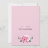 Elegante Watercolor Pink Hydrangea Blumenhochzeit Einladung (Rückseite)