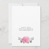 Elegante Watercolor Pink Hydrangea Blumenhochzeit Einladung (Rückseite)