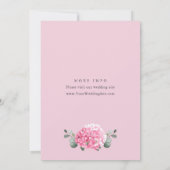 Elegante Watercolor Pink Hydrangea Blumenhochzeit Einladung (Rückseite)