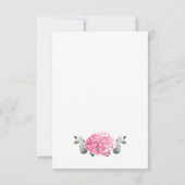 Elegante Watercolor Pink Hydrangea Blumenhochzeit RSVP Karte (Rückseite)
