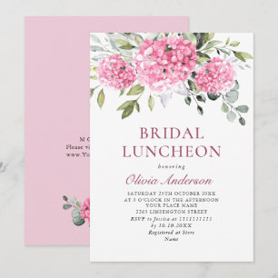 Elegante Watercolor Pink Hydrangea BRIDAL LUNCHEON Einladung