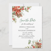 Elegante Watercolor Poinsettia Branch Wedding Save The Date (Rückseite)
