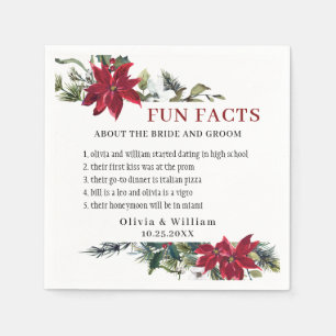 Elegante Watercolor Poinsettia FUN FACTS Wedding Serviette