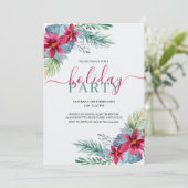 Elegante Watercolor Poinsettia Holiday Party Einladung (Stehend Vorderseite)