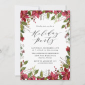 Elegante Watercolor Poinsettia Holiday Party Einladung (Vorderseite)