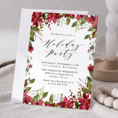 Elegante Watercolor Poinsettia Holiday Party Einladung