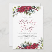 Elegante Watercolor Poinsettia Holiday Party Einladung (Vorderseite)