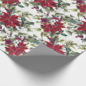 Elegante Watercolor Poinsettia Muster Urlaub Geschenkpapier (Ecke)