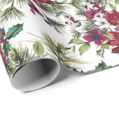 Elegante Watercolor Poinsettia Muster Urlaub Geschenkpapier (Rolleneckpunkt)