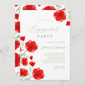 Elegante Watercolor Poppy Floral Engagement Party Einladung (Vorne/Hinten)