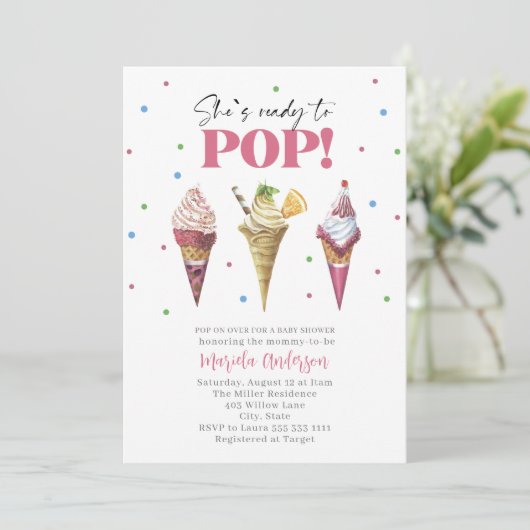 Elegante Watercolor Popsicle Baby Shower Einladung (Stehend Vorderseite)